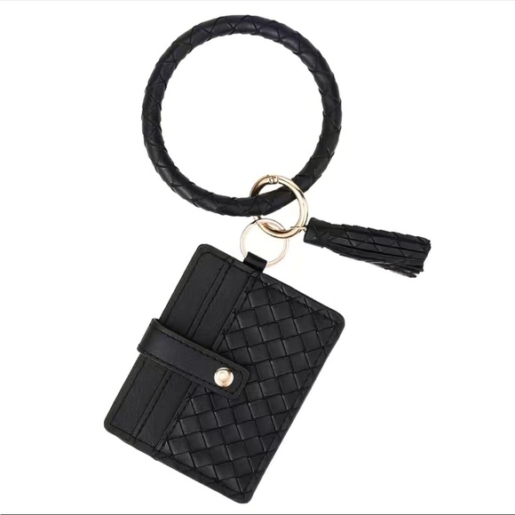 Unbranded Accessories - 🔴6/$25🔴 NEW Black Faux Leather Wristband Wallet w/ Keychain
